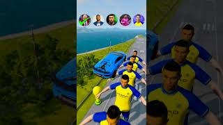 🚘CR7 vs Messi vs Mbappe vs Neymar vs Haaland vs Ronaldo Characters ⚽️beamngdrive simulator shorts [upl. by Diannne444]