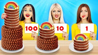 100 Layers of Food Challenge  Eating Sweets amp Snacks for 24 HRS  Food War by RATATA [upl. by Elleirda]