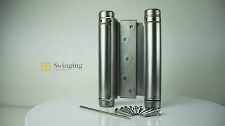 6 in Double Action Spring Hinge Saloon Door Hardware  Satin Chrome Finish [upl. by Ynehpets761]