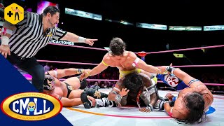 CMLL  Los Guerreros Laguneros vencen a Volador Jr Atlantis Jr y Dragon Rojo Jr [upl. by Erehc]