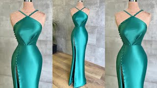 how to cut an HALTER NECK TUBE DRESS with STRAPS beginner friendly halterneck tube dress amen [upl. by Bonneau]