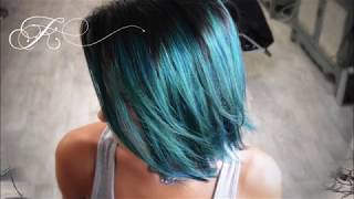 Kylie Jenner 2015 Blue Ombre Hair Inspired Tutorial Color and Cut [upl. by Ydaf]