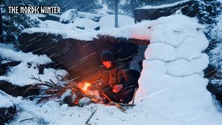 Building a Snow Shelter to Stay Warm in the Cold amp Windy Winter [upl. by Nimzaj]