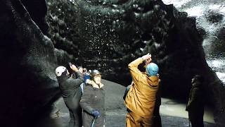 dramatic scenery inside an Ice caveMyrdalsjokull Glaciersouthern Iceland near Vik [upl. by Aicineohp516]