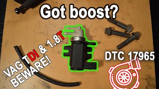 Turbo diagnostics Overboosting N75 Valve VAG 17965 DTC VAG TDI amp 18T [upl. by Ruford247]