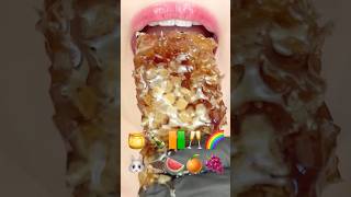 ASMR EMOJI FOOD 🍯🍾🟧🟩🥂🌈🐰🦔🍉🍊🍇 이모지 먹방 sped up [upl. by Carolle127]