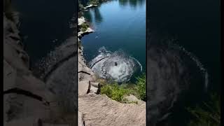 HUGE CLIFF JUMP ALMOST GOES TERRIBLY WRONG😱 cliffjumpingswimming quarry fyp viral [upl. by Critchfield]