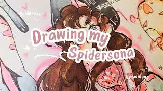 ♡•Drawing my Spidersona ♡art ASMR♡ ♡Sketchbook spread♡Relaxing [upl. by Sonni]