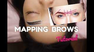 Eyebrow MAPPING Tutorial 1 How to make brows EVEN before Microblading Shading PMU procedures [upl. by Joseito]