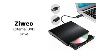 Ziweo  External DVD Drive USB 30 TypeC CD Burner Portable CD DVD RW Drive DVD Player [upl. by Winterbottom296]