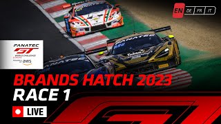 LIVE  Race 1  Brands Hatch  Fanatec GT World Challenge Europe 2023 English [upl. by Jaf]