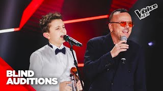 Francesco e il suo violino conquistano Gigi D’Alessio  The Voice Kids 3 Blind Auditions [upl. by Relluf]