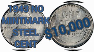 1943 No mintmark steel penny value worth alot of money [upl. by Ahsuoj]