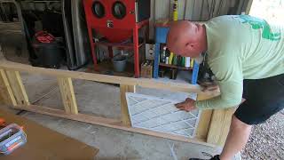 Making the portable garage into a paint booth filter and fan box construction [upl. by Ahseet]