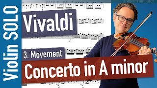 Vivaldi Concerto in A minor 3 Movement VIOLIN SOLO Op 3 No 6  Violin Sheet Music  Piano Acc [upl. by Anuahs]