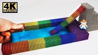 ASMR  How To Make Rainbow Swimming Pool with Thousands of Magnetic balls  Magnet World 4K [upl. by Macswan39]