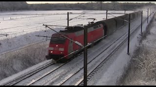 Tog i sneen ved Borup [upl. by Ahsienod561]