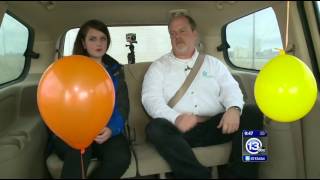 Floating helium balloon in a moving car [upl. by Llertnad]