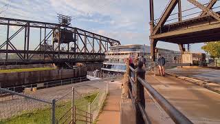 Viking Riverboat Locking Through at Lock and Dam 15 at Rock Island Illinois [upl. by Areid]