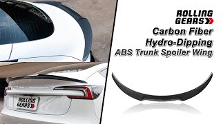 Rolling Gears 20242025 Tesla Model 3 Highland Carbon Fiber HydroDipping Trunk Spoiler FT Type [upl. by Uriisa]