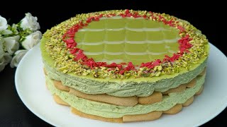 Easy And Delicious Nobake Pistachio Cake Recipe [upl. by Ianthe]