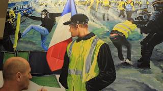 La Révolution des Gilets Jaunes  Olivier Lemennicier Artiste peintre sur toile [upl. by Attaynek]