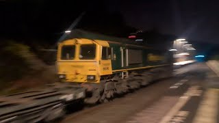 66596 rushes through Slaithwaite with a CreweLeeds working [upl. by Adiarf]