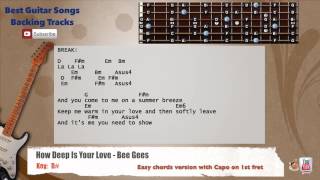 🎸 How Deep Is Your Love  Bee Gees Guitar Backing Track with scale chords and lyrics [upl. by Chery]