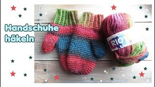 Einfache HANDSCHUHE  Fäustlinge häkeln [upl. by Kissner]