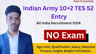 Indian Army 102 TES Entry 2024  Indian Army New Vacancy 2024  Selection Process Full Details [upl. by Thessa]