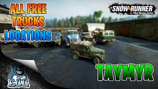 Snowrunner All Free Trucks In Taymyr Locations [upl. by Anirbak]