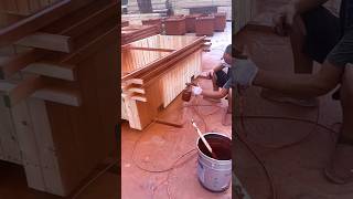 Process of Anti corrosive coating on outdoor wood flower box pond [upl. by Esnohpla]