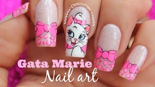 Decoración de uñas gata Marie  Marie cat nail art [upl. by Alamap]