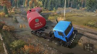 SnowRunner Mods  Volat MZKT 7402 8x8  Driving Offroad Heavy Transporting Double Trailer Tanker [upl. by Htessil]