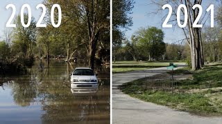 Then and now drone footage One year after the 2020 Midland Michigan floods [upl. by Okomom453]