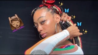 ASMR  PLAYING WITH MY BRAIDS  RAMBLING 💆🏽‍♀️🦋 [upl. by Prosper]