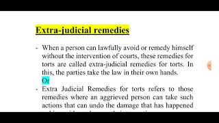 General remedies for Tort Part III Extrajudicial remedies [upl. by Noyk]