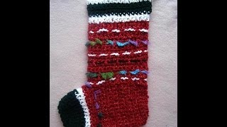 CROCHET CHRISTMAS STOCKING how to diy red white and green [upl. by Carmita]