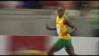 Usain Bolt 100m 958 ME YLE TV2 [upl. by Nealah582]