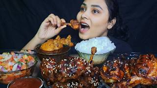 Mukbang ASMR Eating Chicken Lollipop Chicken Leg Piece Chicken Curry With Rice Salads Eating Show [upl. by Masha]