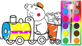 Peppa und Der Zug zeichnen lernen für kinder  Zeichnen und malen für kinder  Drawing for kids [upl. by Oribelle]