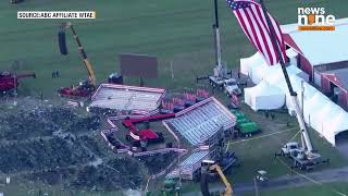 Trump Rally Shooting Aerial Video Shows Empty Rally Site Where Trump Was Shot  News9 [upl. by Ruy]