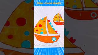 How to draw a simple boat ⛵  Easy boat drawing amp Colouring [upl. by Stillas]