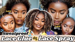 THE BEST💦 SWEATPROOF 💦 LACE GLUE VS LACE SPRAY  Summer Wig Install  Laurasia Andrea x Wowafrican [upl. by Sari]