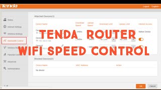 Tenda WiFi speed controlwifi ki speed ko kese control kren [upl. by Aisad327]