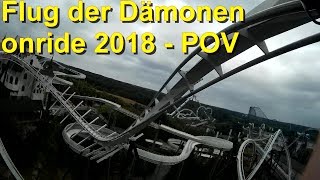 Heide Park  Flug der Dämonen onride 2018  POV  1 Reihe  Wing Coaster front seat onride [upl. by Jarib]