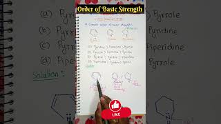 🥳 Basic Strength of Pyrrole pyridine amp piperidine 🔥🔥🔥 shorts neet jeemains iitjee boards [upl. by Stone]