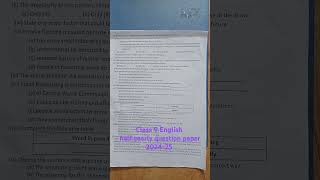 Class 9 English half yearly question paper 2024  class 9 English mid term question paper 202425 [upl. by Llert]