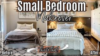 SMALL BEDROOM MAKEOVER 2024  Transitional Guest Bedroom Transformation on a Budget [upl. by Nelyk]