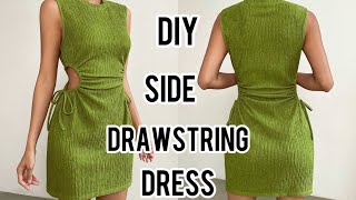 DIY simple and easy side cutout drawstring dress Ready to wear Beginner friendly [upl. by Gatian445]